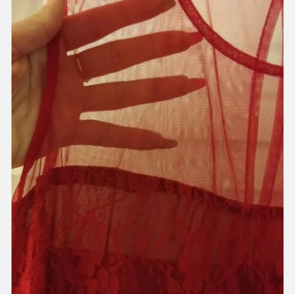 dELiAs Red Mesh and Lace Party Dress - Picture 15 of 16
